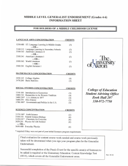Middle Level Generalist Endorsement