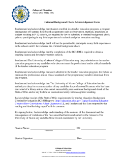 Criminal Background Check Acknowledgement Form