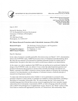 4 June letter to the University of Alabama, Birmingham (UAB)