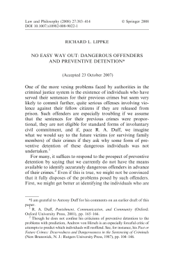 No Easy Way Out: Dangerous Offenders and Preventive Detention