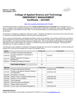 Emergency Management (21 credits)