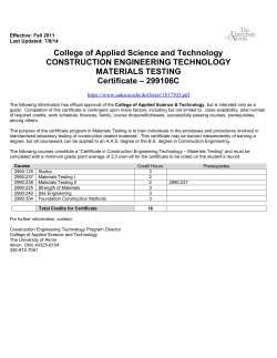 Materials Testing (16 credits)