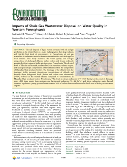 Impacts of Shale Gas Wastewater Disposal on Water Quality