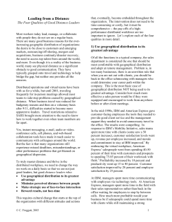 Managing teams at a distance