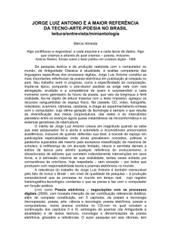 JORGE LUIZ ANTONIO &Eacute; A MAIOR REFER&Ecirc;NCIA DA TECNO-ARTE-POESIA NO BRASIL