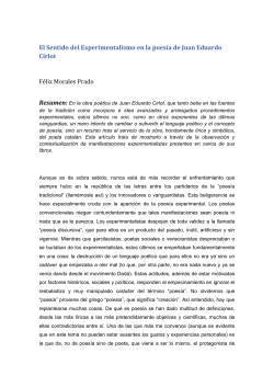 El sentido del experimentalismo en la poes a de Juan Eduardo Cirlot