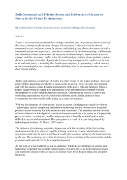 Poetry in the Virtual Environment