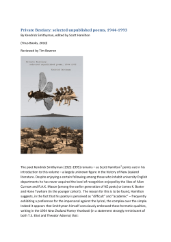 Private Bestiary: selected unpublished poems, 1944-1993