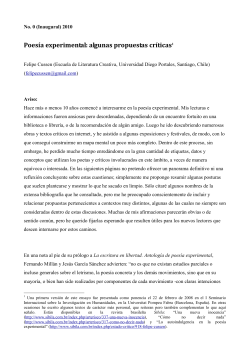 Poes a experimental: algunas propuestas cr ticas