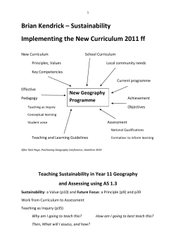 Sustainability: Implementing the New Curriculum 2011 ff