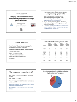 Emerging practices and spaces of postgraduate geography knowledge production in NZ