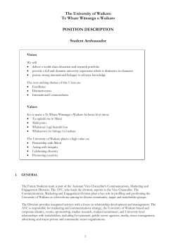 Tauranga Student Ambassador Position Description