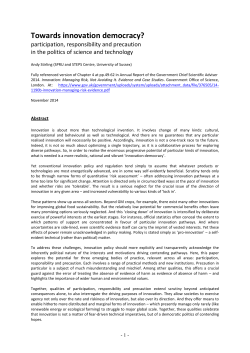 Making choices in the face of uncertainty: strengthening innovation democracy?