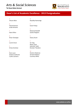 2013 Dean's List of Academic Excellence - Postgraduates