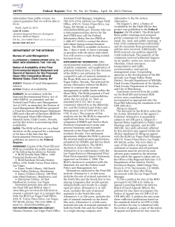 Notice of Availability of the Final Environmental Impact Statement and Record of Decision for the Proposed Sloan Hills Competitive Mineral Material Sales, Clark County, NV