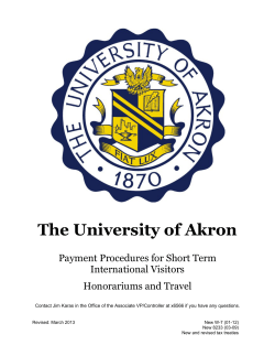 Payment Procedures for Short Term International Visitors Honorariums and Travel