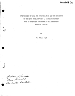 Boyd, J.N.Investigation of area sub-stratification and the efficiency of the Minor Civil Division as a primary sampling unit in estimating agricultural characteristics in North Carolina."