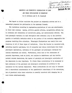 Comstock, R.E. and F.H. RobinsonGenotypic and phenotypic correlations in corn and their implications in selection."