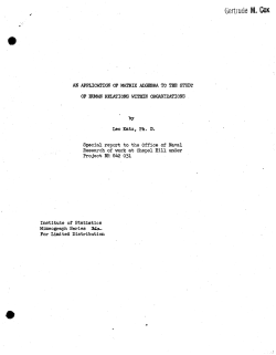 Katz, LeoThe distribution of the number of isolates in a group." (Navy research)