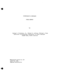 Nicholson, G.E. Jr., Thomas E. Jeffrey, W.G. Howe; (1954)Psychological research." (Army)