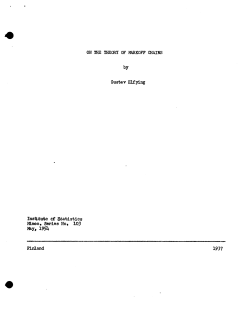 Elfying, Gustav; (1954)On the theory of markoff chains." Translated by Edwin L. Cox.
