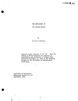 Hotelling, H.; (1954)The efficiency of the sample median." (Navy Research)