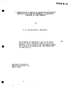 Roy, S.N. and M.A. Kastenbaum; (1955)A generalization of analysis of variance and multivariate analysis to date based on frequencies in qualitative categories or class intervals." (Air Research and Dev. Command)