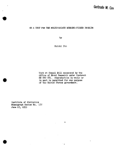 Ito, Koichi; (1955)On a test for the multivariate analogue of the Behrens-Fisher problem." (Navy Research)
