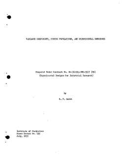 Smith, H.F.; (1955)Variance components, finite populations and experimental inference." (U.S. Army Ordnance)