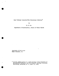Cox, D.R.; (1953)Some problems connected with statistical inference."