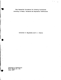 I.S. Bangdiwala and R.J. Monroe; (1958)Some Sequential Procedures for Ordering Populations according to means, variances and regression coefficients."