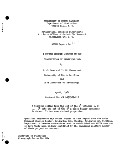 Bose, R.C. and I.M. Chakravarti; (1961)A coding problem arising in the transmission of numerical data."