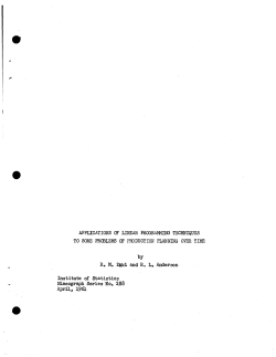 Zaki, R.M.; (1961)Applications of linear programming techniques to some problems of production planning over time."