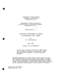 Ray-Chaudhuri, D.K.; (1961)Application of geometry of quadrics of constructing PBIB designs."