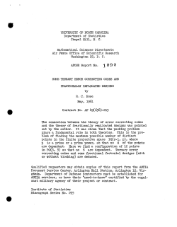 Bose, R.C.; (1961)Ternary error correcting codes and fractionally replicated designs."