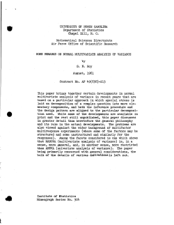 Roy, S.N.; (1961)Some remarks on normal multivariate analysis of variance."