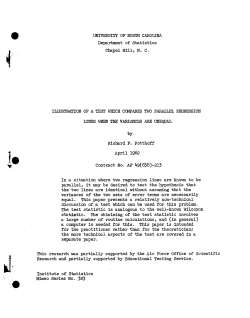 Potthoff, R.F.; (1962)Illustration of a test which compares two parallel regression lines when the variances are unequal."