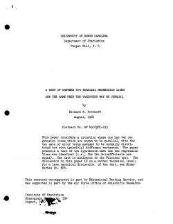 Potthoff, R.F.; (1962) "A test of whether two parallel regression lines are the same when the variances may be unequal."