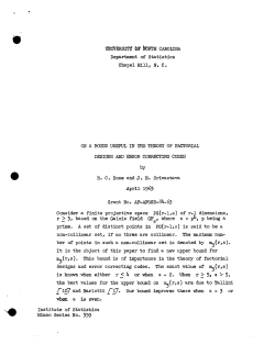Bose, R.C. and J.N Srivsatava; (1965)On a bound useful in the theory of factorial designs and error correcting codes."