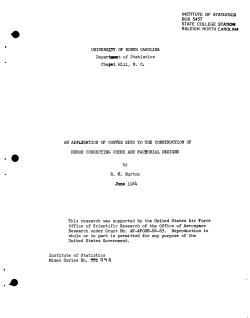 Burton, R.C.; (1964)An application of convex sets to the construction of error correcting codes and factorial designs."