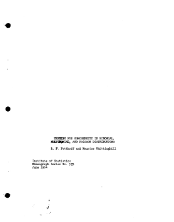 Potthoff, R.F. and Whittinghill, M.; (1964)Testing for homogeneity in binomial, multinomial, and Poisson distributions."