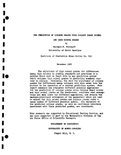 Potthoff, R.F.; (1964)The prediction of college grades from college board scores and high school grades."