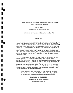 Bose, R.C.; (1965)Error detecting and error correcting indexing systems for large serial numbers."