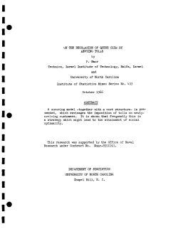 Naor, P.; (1966)On the regulation of queue size by levying tolls."