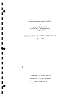Lachenbruch, P.A.; (1967)Tables of Poisson random numbers."