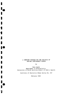 Quade, Dana; (1968)A computer program for the analysis of two-way contingency tables."