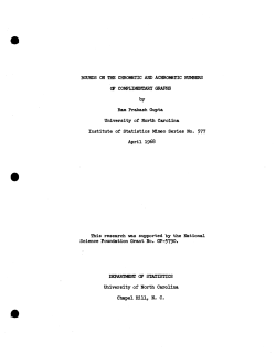 Gupta, R. T.; (1968)Bounds on the chromatic and achromatic numbers of complimentary graphs."