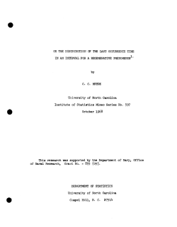 Heyde, C.C.; (1968)On the distribution of the last occurrence time in an interval for a regenerative phenomenon."