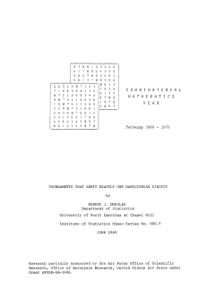 Douglas, Robert; (1969)Tournaments that admit exactly one Hamiltonian circuit."