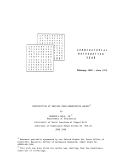 Hall, Marshall, Jr.; (1969)Construction of designs from permutation groups."